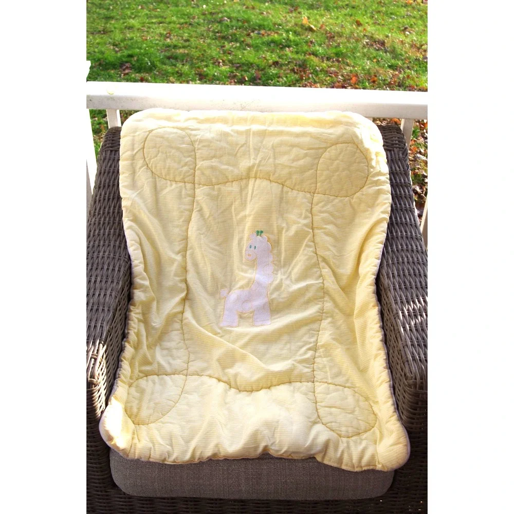 Vintage Baby‎ Blanket & Quilt Set Yellow Stripes Giraffe Applique Darling! USA